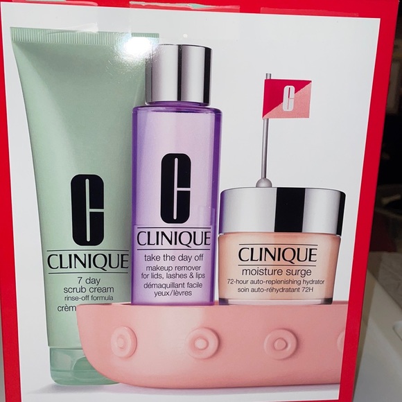 Clinique Set! 7 day scrub take the day off moisture surge